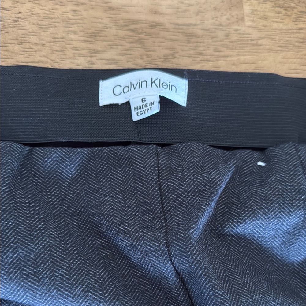 Calvin Klein Gray Straight Leg Pants with Textured Fabric